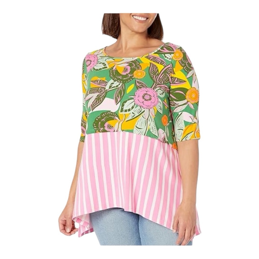 Zim & Zoe Women's Size 20 Floral and Striped Colorful Women's Top